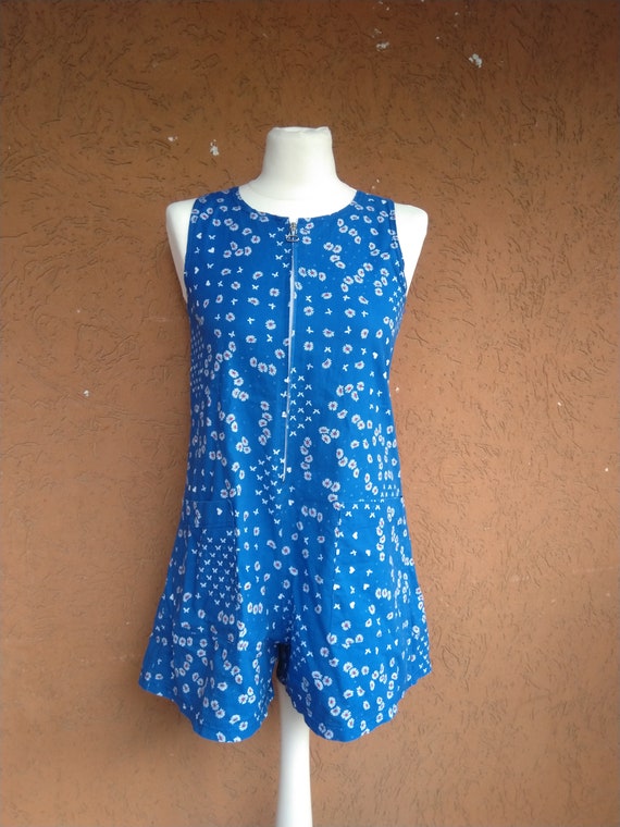 60s playsuit in cotton with flowers, hearts and b… - image 3