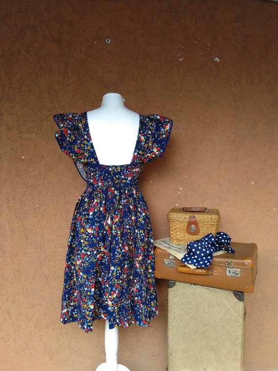 70s dress, handmade in liberty patterned cotton -… - image 6