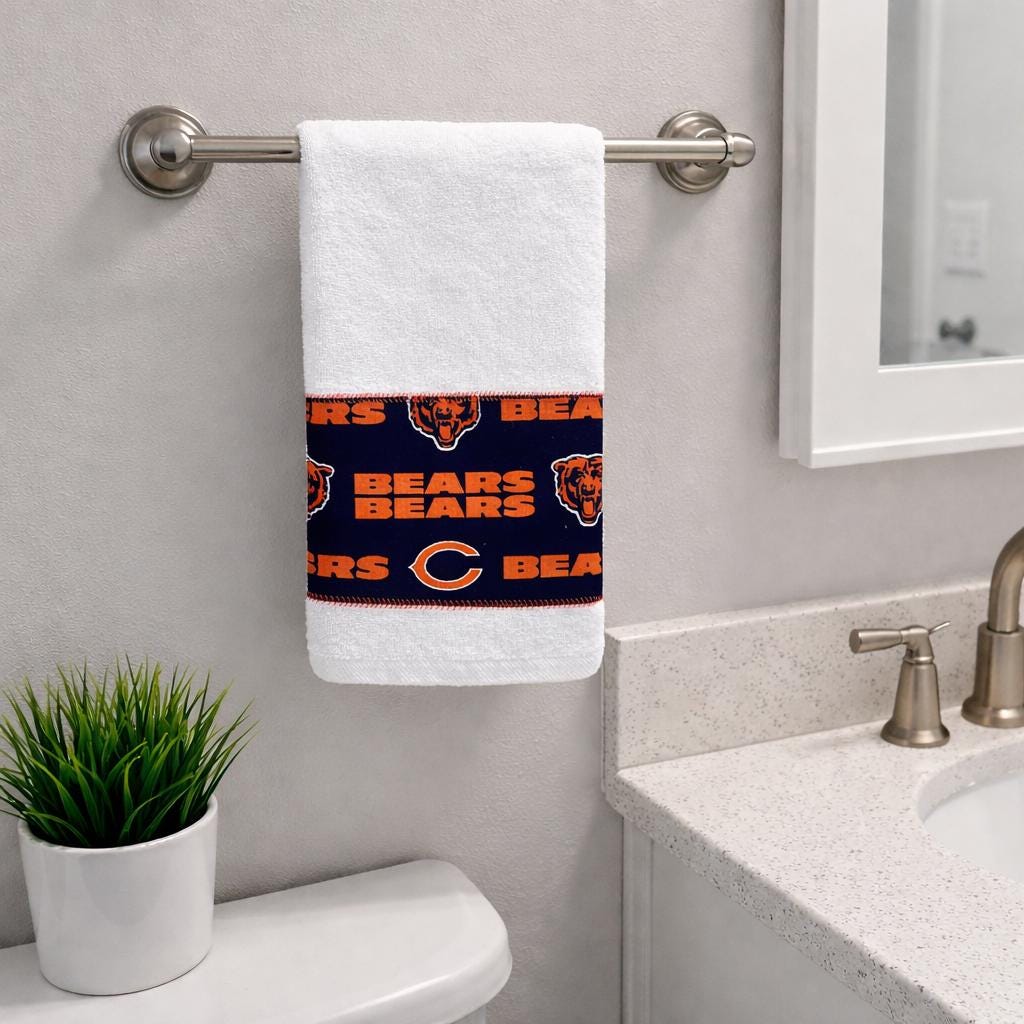 Chicago Bears Hand Towel, Gift for Him, Man Cave Bears Decor