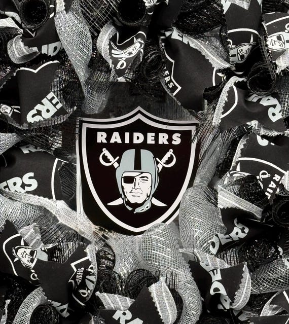 Raiders Football Wreath, Handmade Decomesh Door Hanger - Etsy