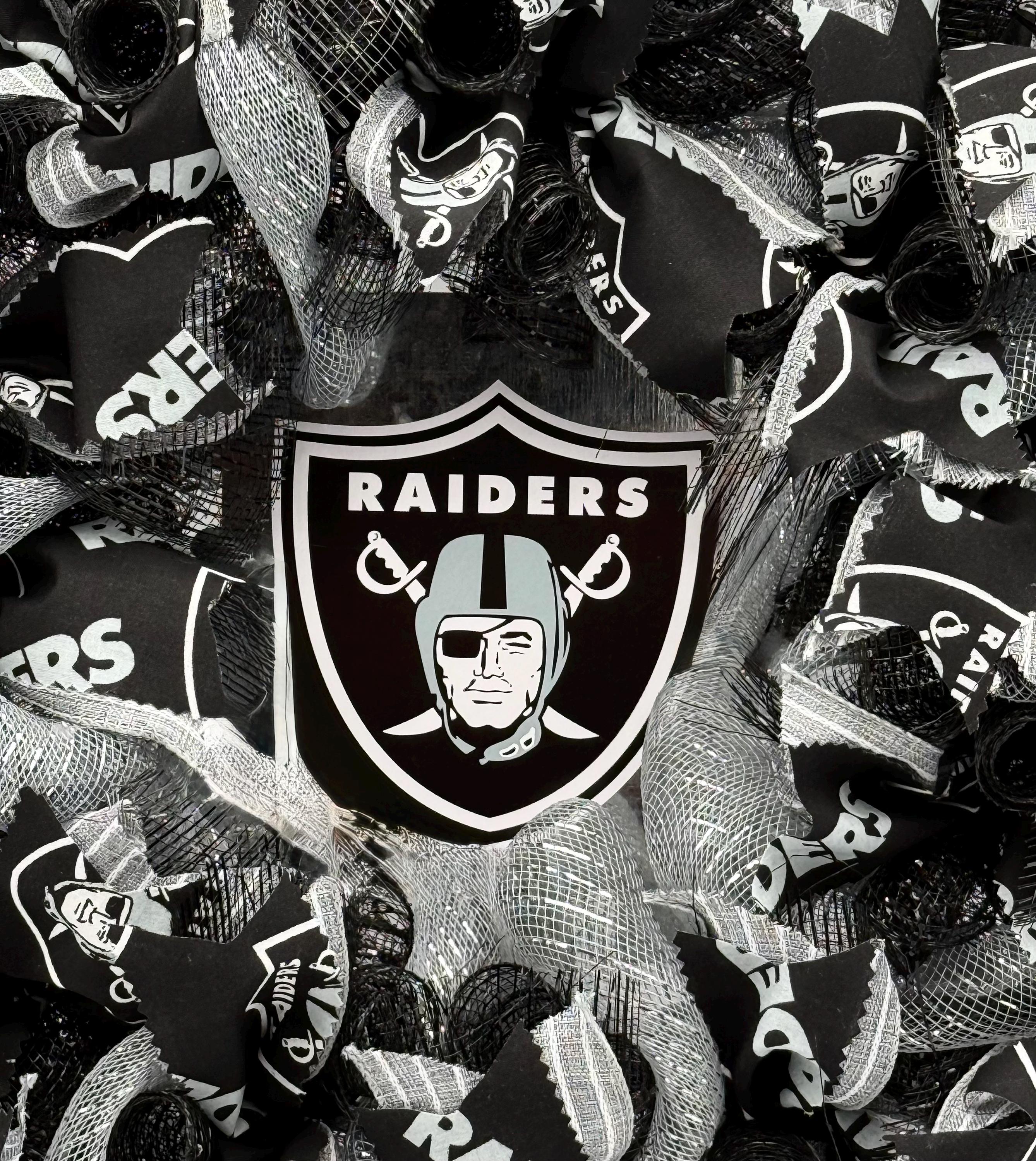 Raiders Football Wreath, Handmade Decomesh Door Hanger - Etsy