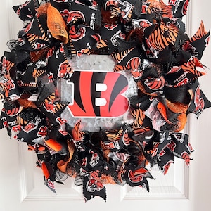 Bengals Wreath, Bengals Gift, Housewarming Gift, Cincinnati Bengals Wreath, Bengals Decor, Bengals Football Wreath, Unique Bengals Gift