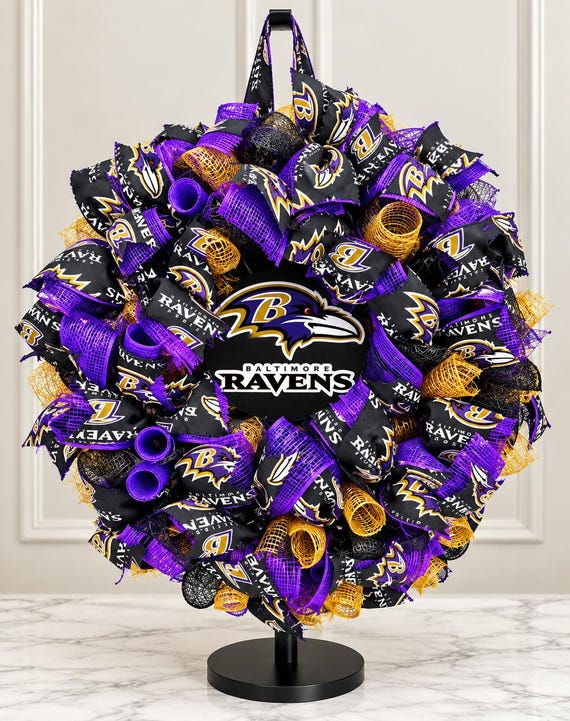 Baltimore Ravens Wreath, Ravens Door Decor, Baltimore Football Fan