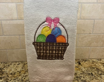 Easter Towel, Embroidered Hand Towel, Easter Hand Towel, Cute Easter Towel, Decorative Hand Towel, Bunny Hand Towel, Easter Bath Decor