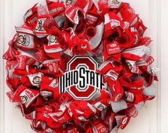 Ohio State Buckeyes Wreath, OSU Game Day Front Door Decor