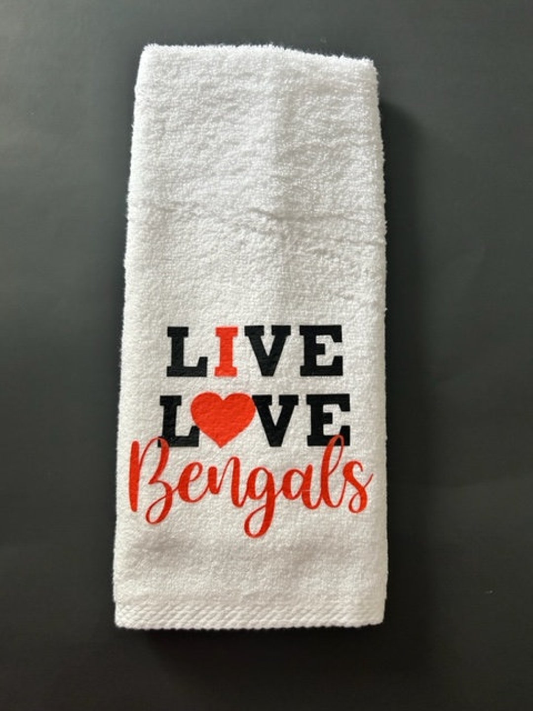 Bengals Hand Towel White Hand Towel Cincinnati Bengals Etsy