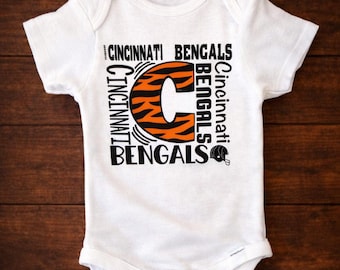 Cincinnati Bengals Baby Bodysuit, Orange Black Football Fan Outfit