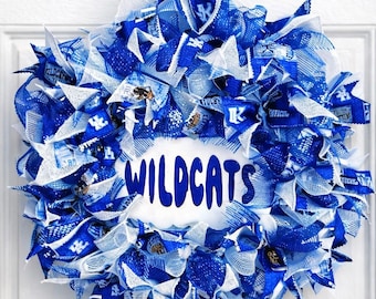 Kentucky Wildcats Wreath, Wildcats Wreath, UKY Door Wreath, Univ of KY Decor, Univ of KY Wreath, Kentucky Door Swag, Wildcats Decor