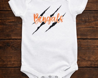 Cincinnati Bengals Baby Bodysuit, Tiger Claw Football Outfit, Newborn Fan Apparel