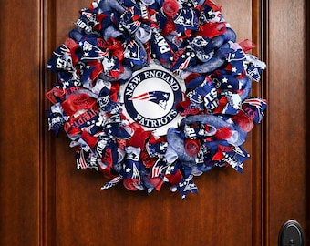 Patriots Wreath, Patriots Gift, Patriots Football Wreath, New England Patriots Wreath, Patriots Door Hanger, Patriots Door Decor
