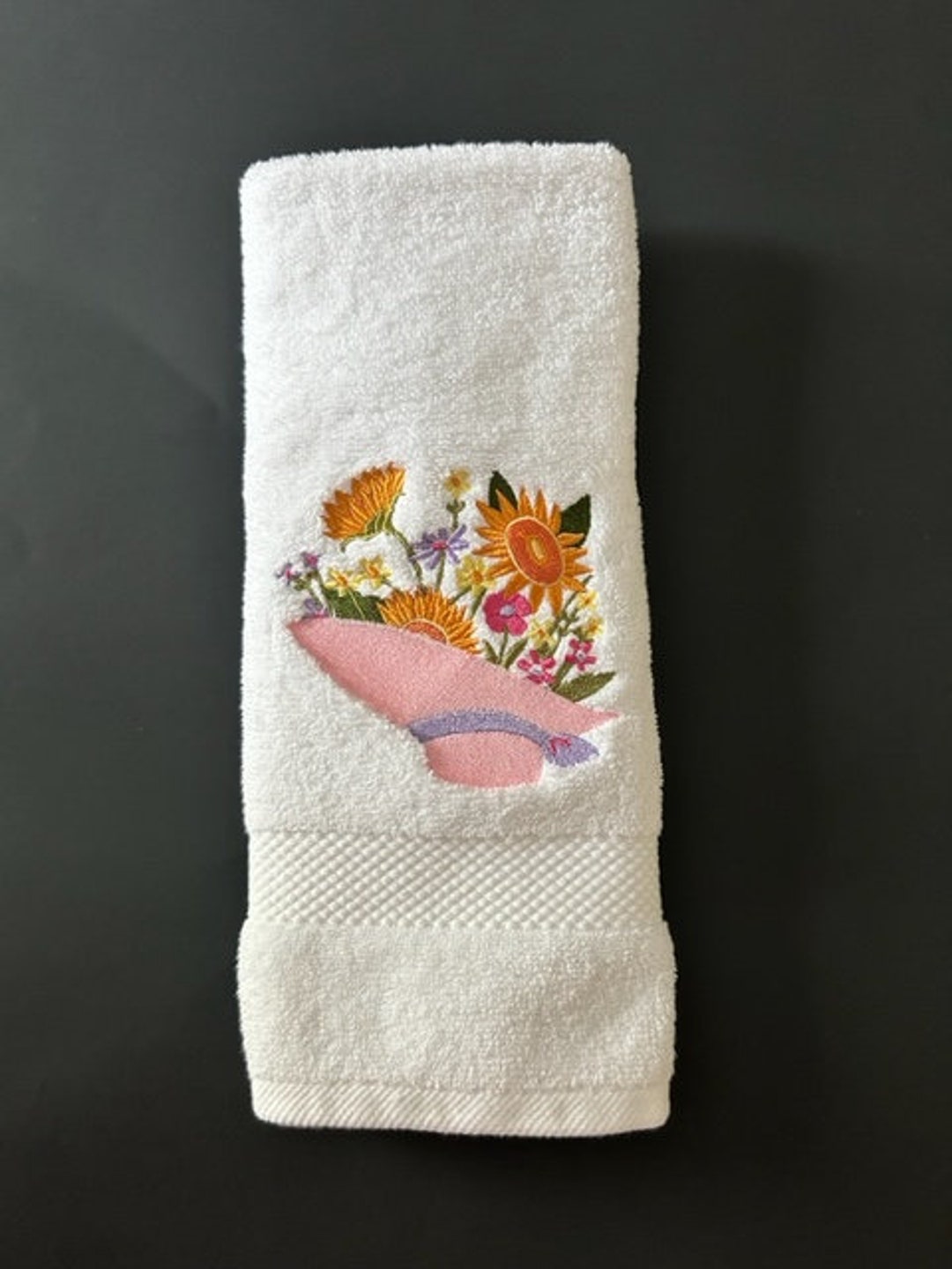 Sunflower Hand Towel Embroidered Hand Towel Fall Hand Towel Etsy