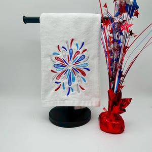 Patriotic Hand Towel, Embroidered Hand Towel, Patriotic Towel, USA Towel, Independence Day Towel, Bathroom Hand Towel, Americana Towel