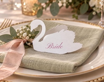 Swan Place Cards, Personalized Wedding Name Cards