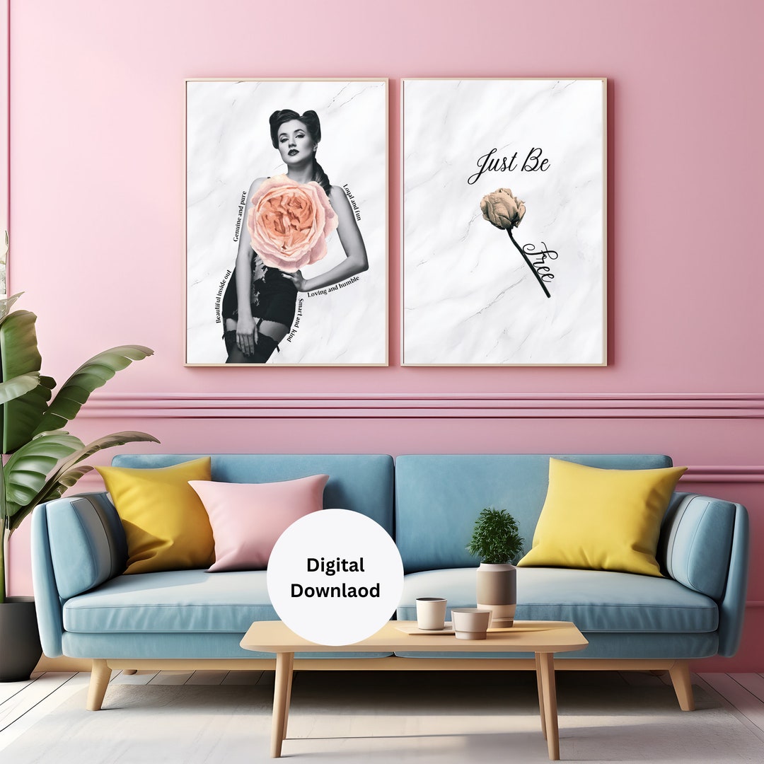 Powder Room Wall Art,digital Wall Art Gift ,rose Printable Wall Art,motivational Poster,dorm ...