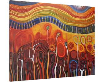 Aborigines Leinwand Kunst | Große moderne abstrakte Wandkunst für Schlafzimmer, Büro, Galerie, Wohnzimmer Dekor | Einweihungsgeschenk für Familie