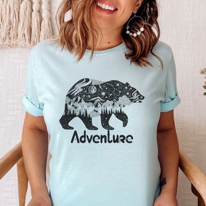 Adventure Bear Shirt, Exploration Shirt, Bear T-Shirt, Scene Shirt, Mountain Shirt, Animal Clothing, Fun Shirt, Travel Shirt, Hiking Shirt