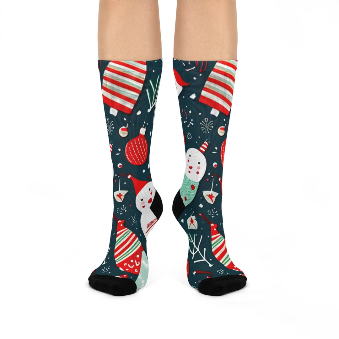 Snowman Pattern Socks, Christmas Socks, Holiday Socks, Ornament Socks ...