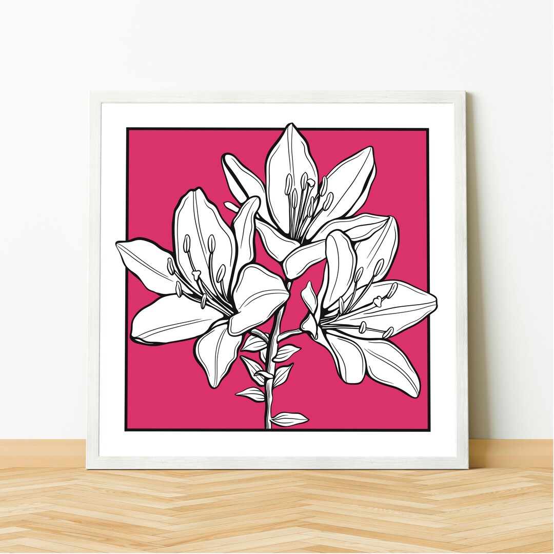 Lily Line Art Print, Nature Inspired Decor for Your Kitchen, Bathroom