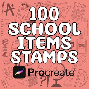 School Items Procreate Stamps Set / Digital download / 100 procreate brush stamps / teacher and school items