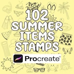 Sommer Artikel Procreate Stempel Set / Digital download / 102 Procreate Pinsel Stempel / Sommer Aktivitäten