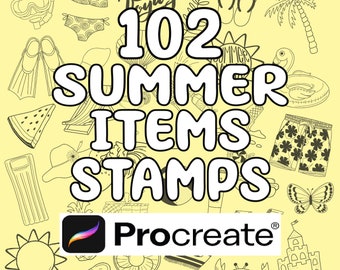 Summer Procreate Stamps Set: 102 Brush Stamps (Digital Download)