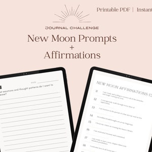 Printable New Moon Journal Challenge/New Moon Prompts/ New Moon Ritual Prompts/ New Moon Affirmations/Journal Prompts