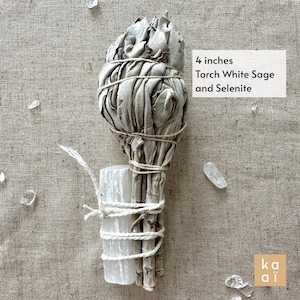 White Sage Smudge Sticks 4&quot; 6&quot; 9&quot; for Spiritual Renewal/ Energy Clearing Herb / Smudge / White Sage Smudge/ Selenite