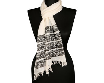 Lightweight Handwoven Long Scarf Shawl Foulard Gift 100%Cotton with Traditional Motif