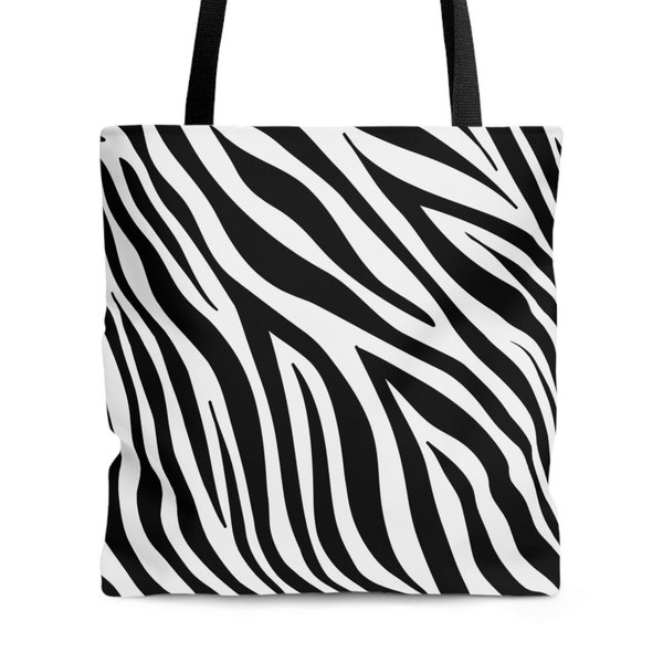 Zebra Print Tote Bag - Animal Print Tote Bag - Black and White Tote Bag - Zebra Print Tote