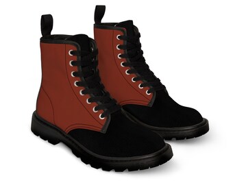 Brick by Brick Red With Midnight Black Color Block Women's Canvas Boots- Winter Boots - Work Boots - Casual Boots - Autumn Boots
