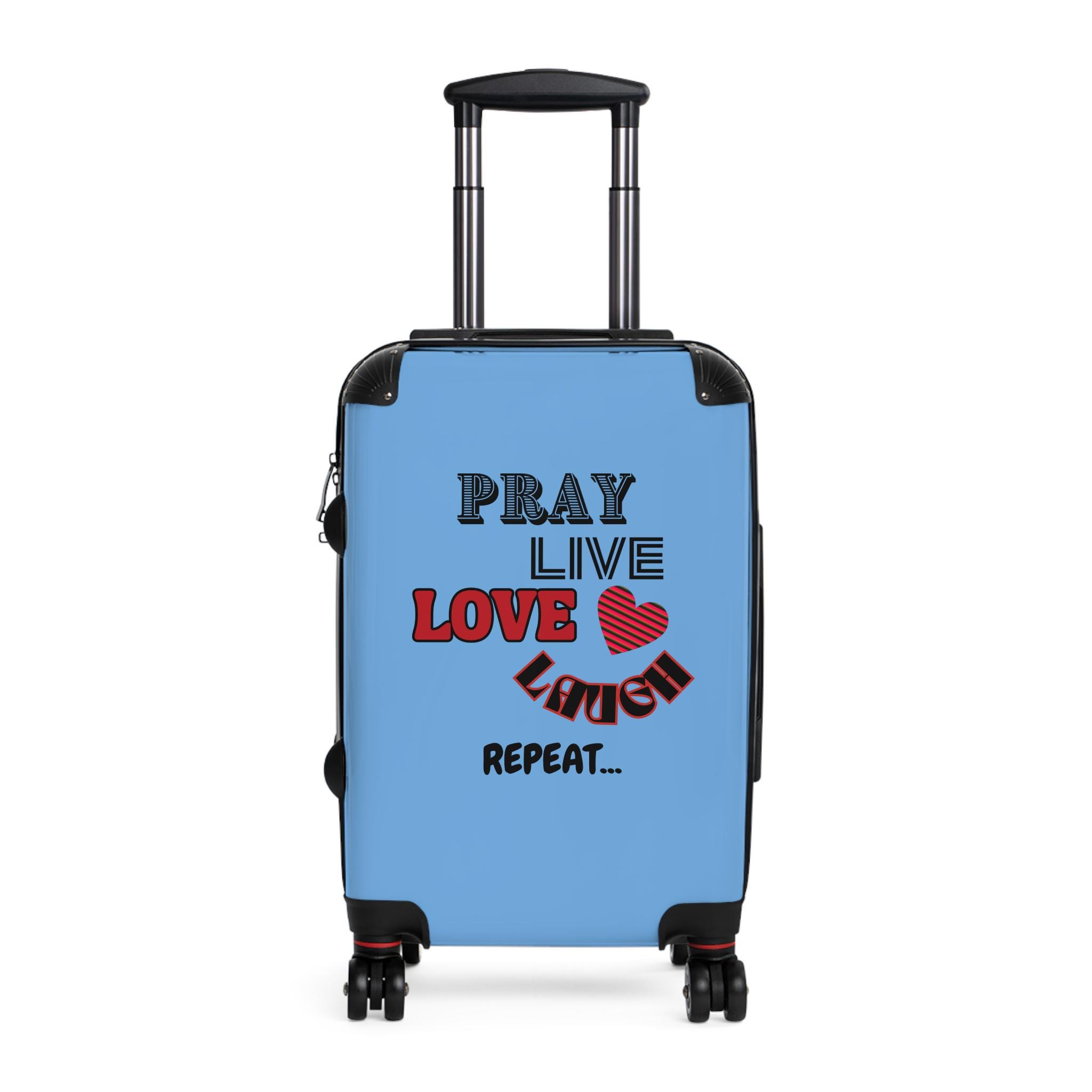 Pray Live Love Laugh Repeat-light Blue Suitcase - Carryon Luggage 