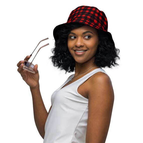 Red Hot Plaid Reversible Bucket Hat - Etsy display picture 3