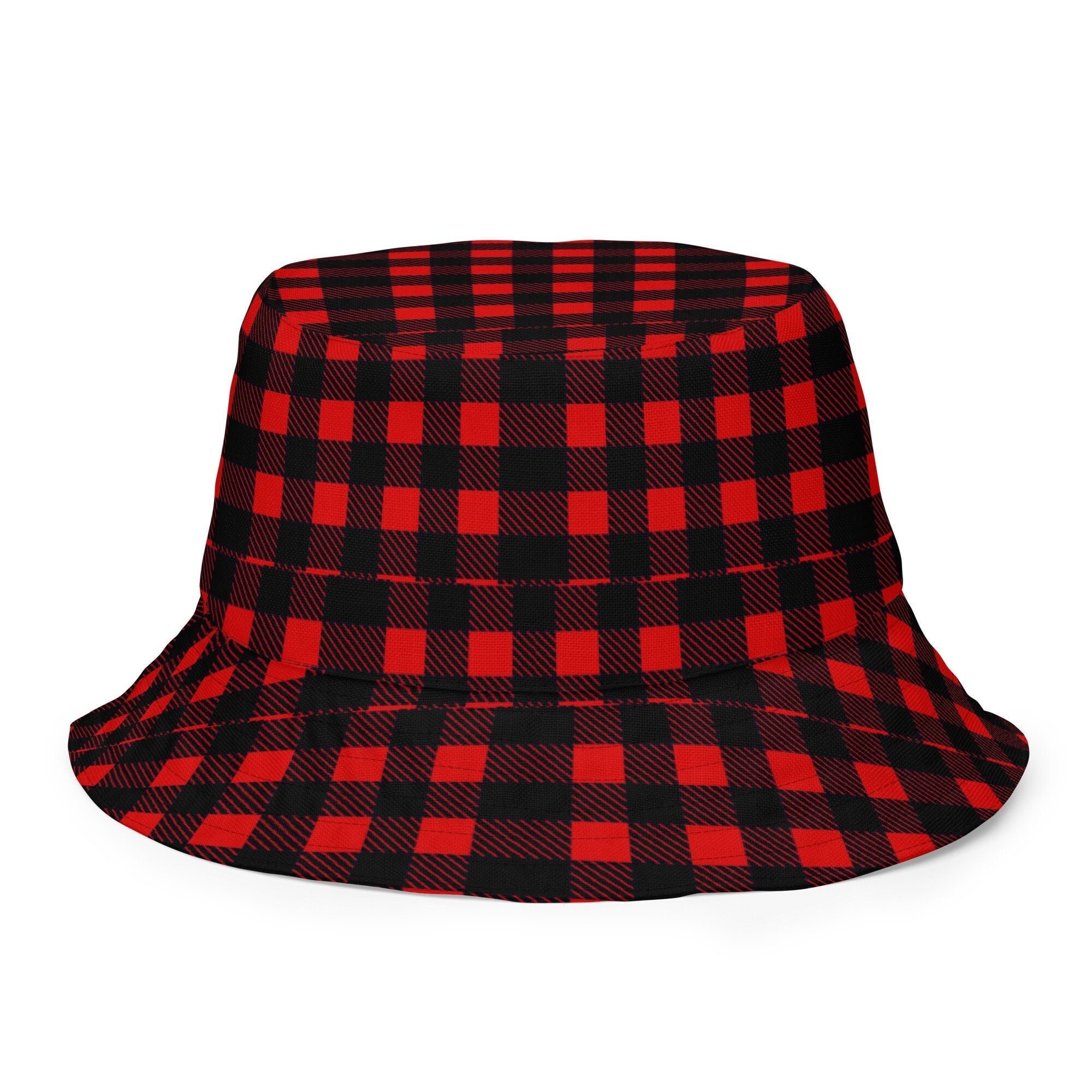 #589 ?28 It\'s All About The Bucket Hat! Trendy Reversible Plaid Bucket Hat Lane lines plaid Reversible bucket hat – CustomWaterPoloMerch main image 2