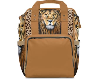 The Lion Queen Light Brown Multifunctional Diaper Backpack Leopard Diaper Bag Safari Diaper Backpack Africa inspired Diaper Bag Etsy