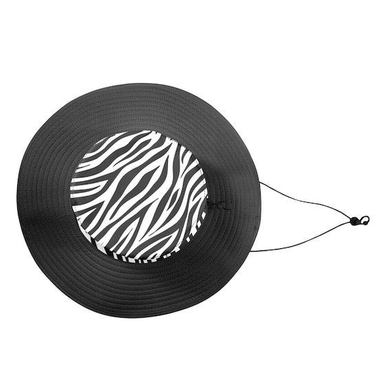 Zebra Print Color Block With Midnight Black-2 Wide Brim  display picture 3