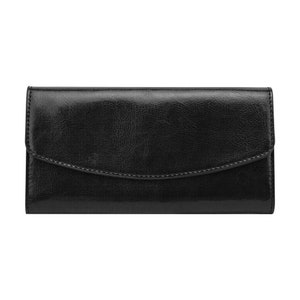 Midnight Black Women's Flap Wallet (Model 1707)