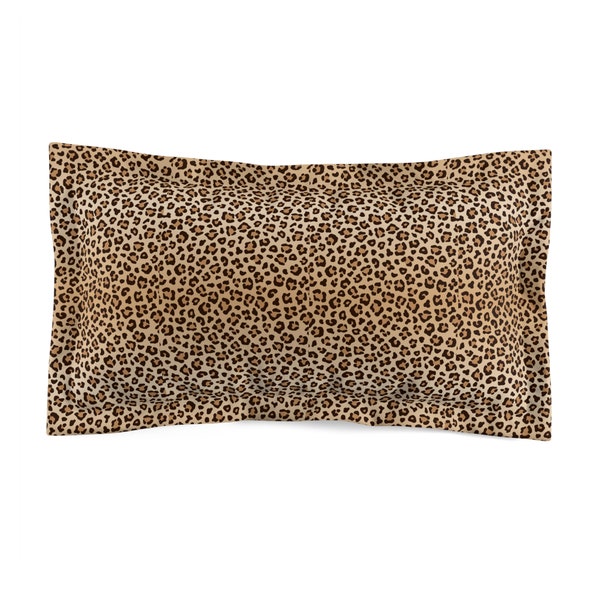 Cheetah Print Microfiber Pillow Sham - Animal Print Pillow Cover - Leopard Print Pillow Sham - Beige and Black Sham - Safari Pillow Sham