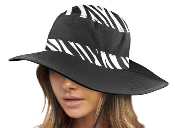 Zebra Print Color Block With Midnight Black-2 Wide Brim 