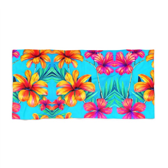 【MARITHE】 MFG X TWB FLOWER BEACH TOWEL Tropical Floral Print 1 Beach Towel - Flower Print Towel