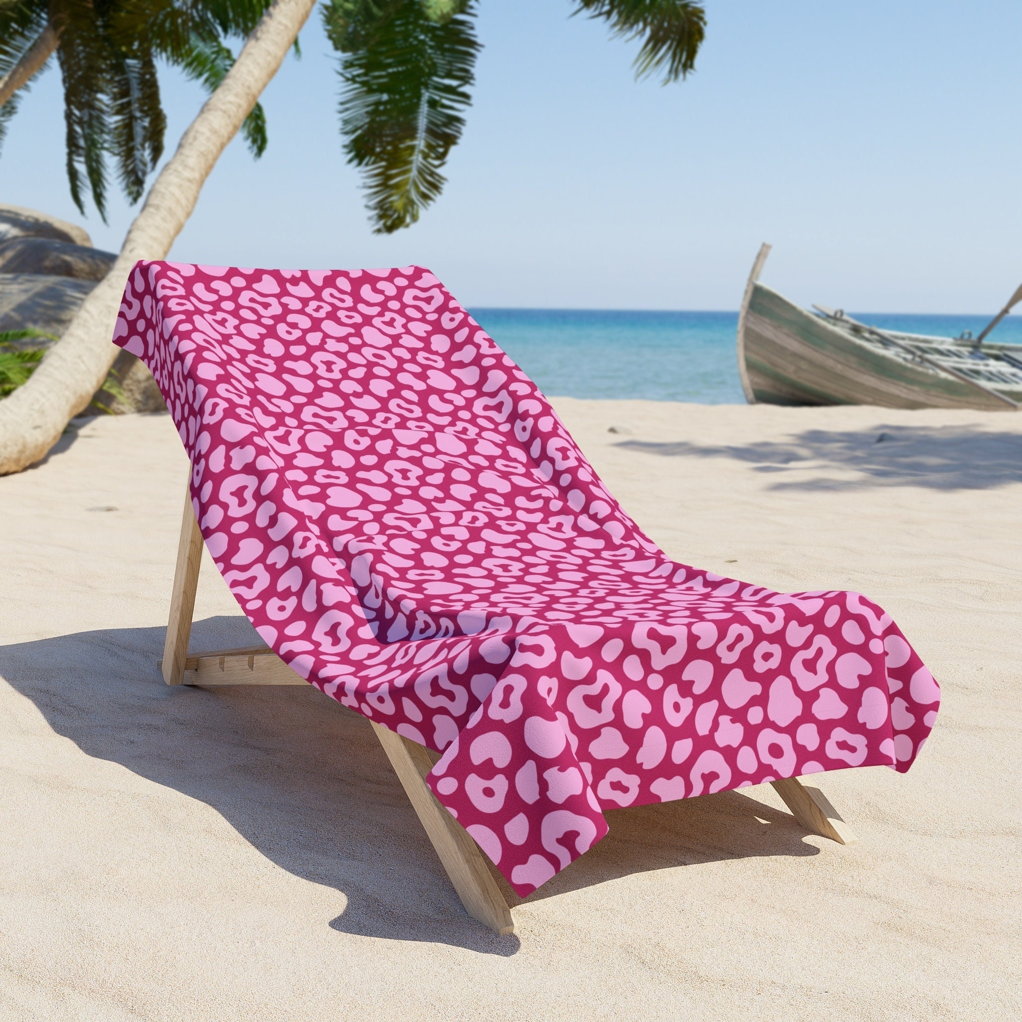 Pink Leopard Towels Etsy