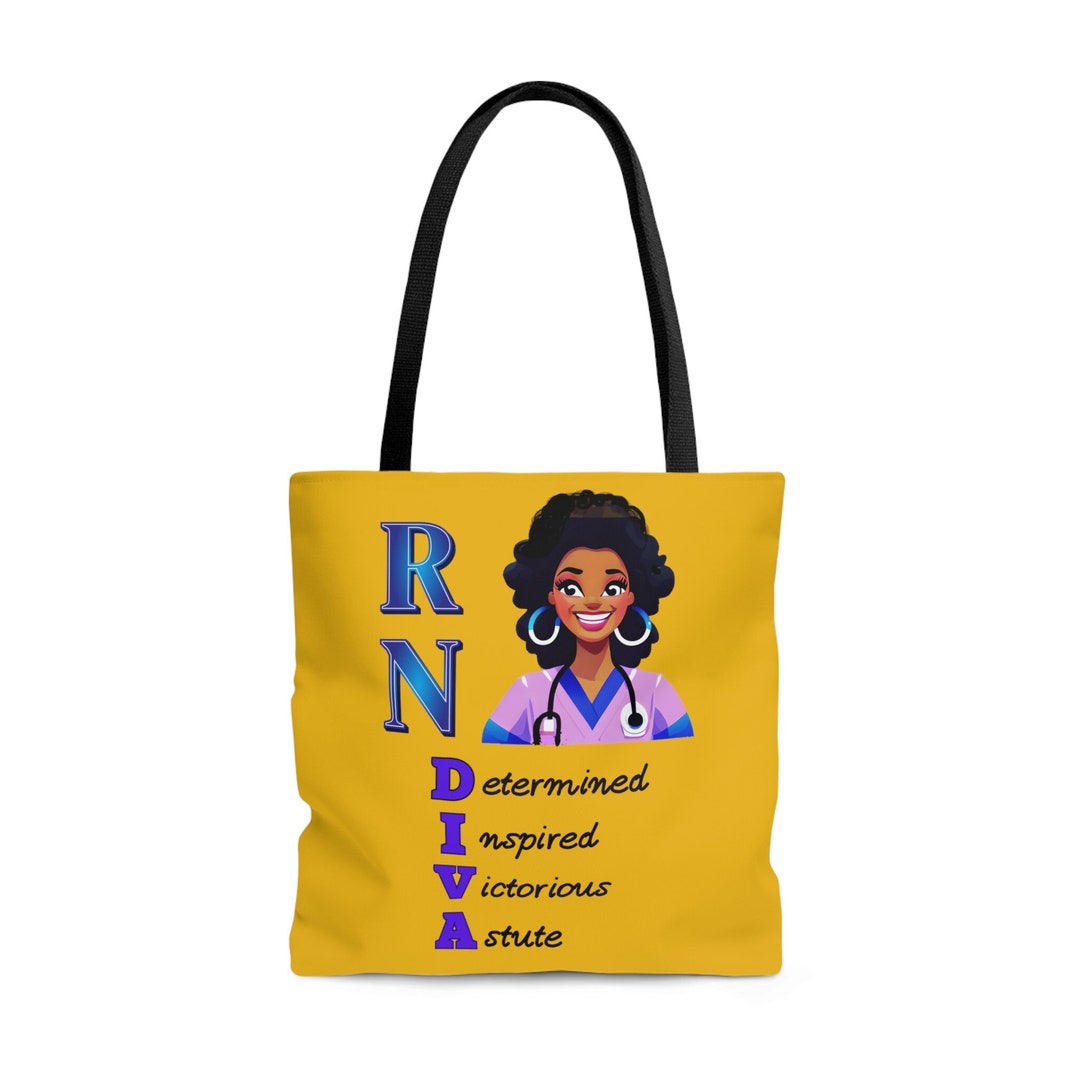 RN DIVA Yellow Tote Bag Registered Nurse Bag RN Tote Bag Inspirational
