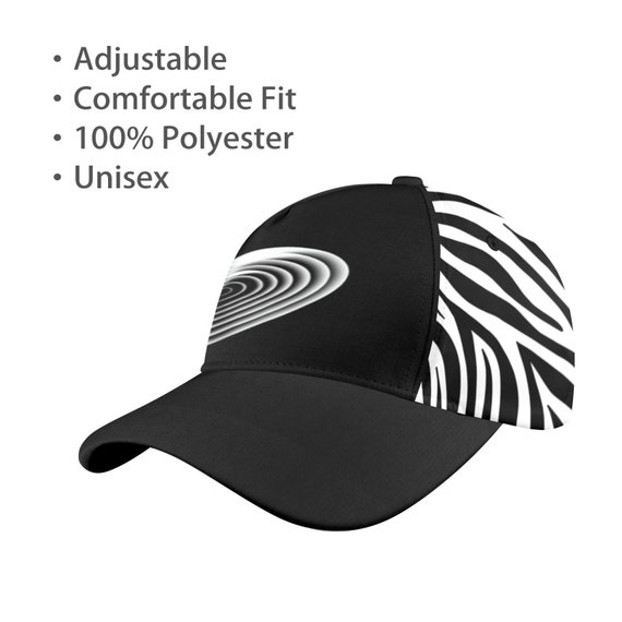New Custom Designed Black Distressed Baseball Cap with Zebra Heart, Adjustable Zebra Print Plain hat Washed Distressed Baseball Cap  main image 2