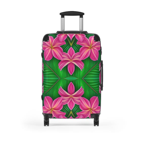Tahitian Sunset Suitcase - Pink and Green Suitcase - Abstract