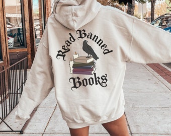 Read Banned Books Hoodie, Banned Book Club, Dark Academia Sweatshirt, Librarian Gift, Book Lover Sweater Bibliophile Present, Social Justice