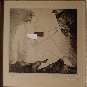 NORMAN LINDSAY &quot;BARGAINS&quot; Facsimile Etching, Limited Edition #72/550, Framed, Vintage New, Pristine Mint