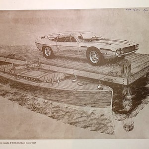 LAMBORGHINI ESPADA Ken Browning Podpisany i ponumerowany (#48/100) Litografia limitowana, 1978 r. Rozmiar 19x13 cali, Vintage New, stan idealny