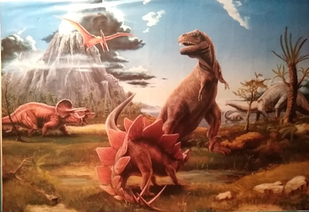 CARL ROHRIG Dinosaur Print, Vintage Original 1988 Huge 38.5x26.75 ...
