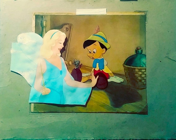 Vintage Disney Pinocchio Blue Fairy Production Cel, 1940 Hand