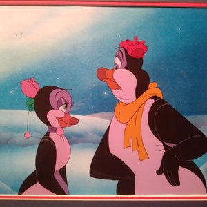 PEBBLE And The Penguin, &quot;Hubie and Marina&quot; Don Bluth Studios Production Cel on Key Matching Copy BG, 1995 Vintage New, 20x16&quot; Framed, MINT