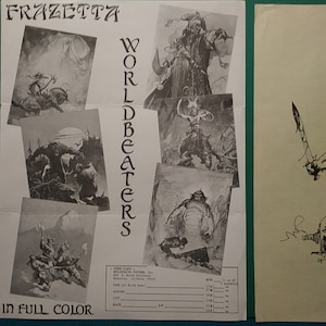 FRANK FRAZETTA Original 1968 Worldbeater Posters Stationery and Flyer for his Five (5) very first Posters, 8-1/2x11&quot; Near Mint